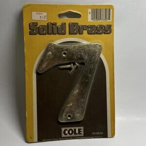 #7 Vintage Cole Solid Brass Number House Numbers 4” Hardware New In Package